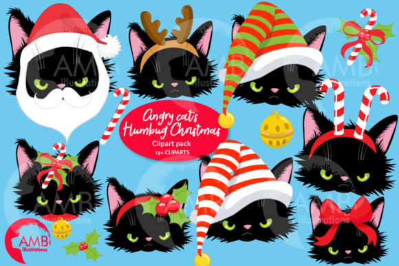Angry Cat Christmas Dress Up 2693 Illustrations