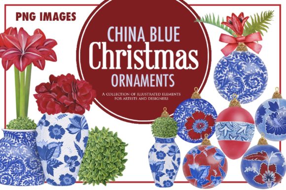 China Blue Christmas Illustrations