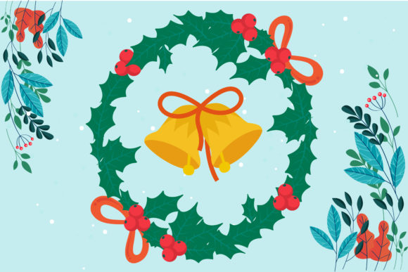 Christmas Background Bell Leaf Vector