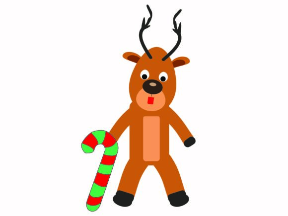Christmas Reindeer Carrying a Stick Freebies