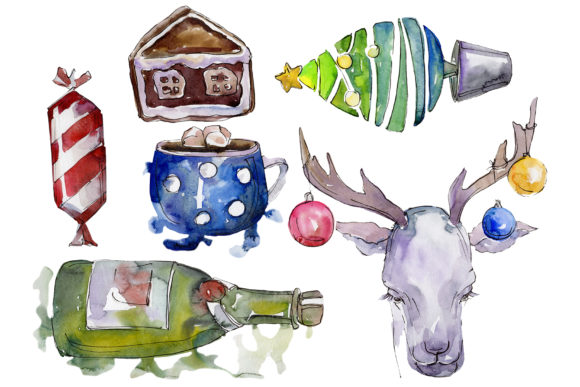 Christmas Sweets Watercolor Illustrations
