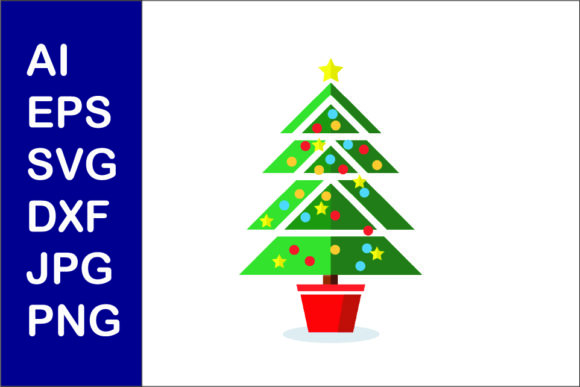Christmas Tree Flat Illustration Svg 002