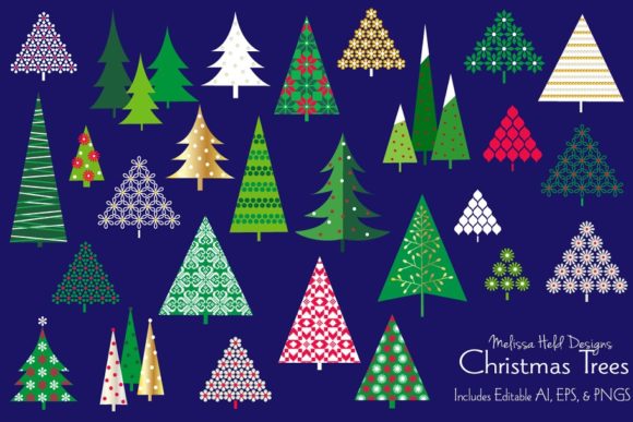 Christmas Trees Vector Clipart for Digital Sellers