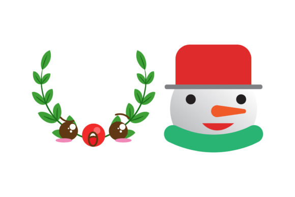 Decorations and Snowman Christmas Set Illustrations
