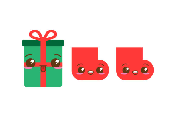 Gift and Stocking Christmas Set Illustrations
