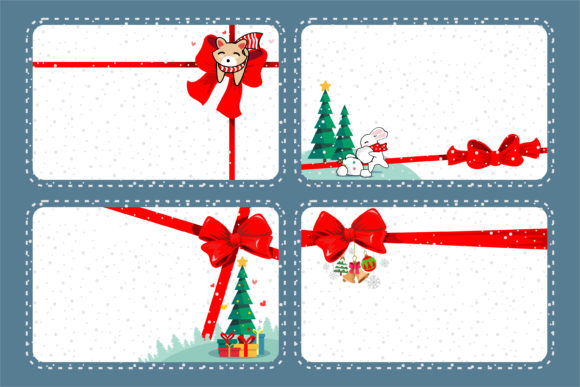 Gift Cards with Happy Christmas Illustrations