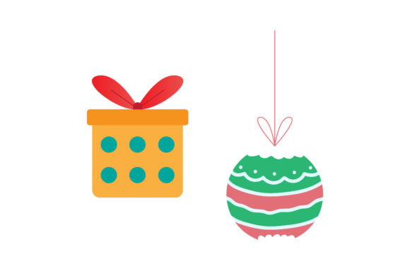 Gift Ornament Set Christmas Vector Illustrations