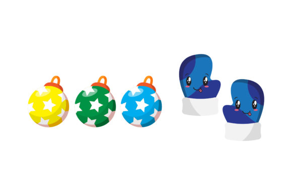 Gloves Ornament Set Christmas Vectors