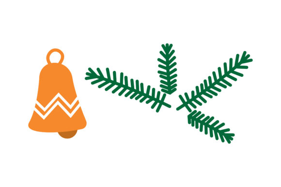 Leaf and Bell Christmas Set Illustrations