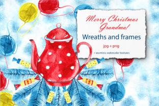 Merry Christmas Grandma Watercolor Clipa Illustrations