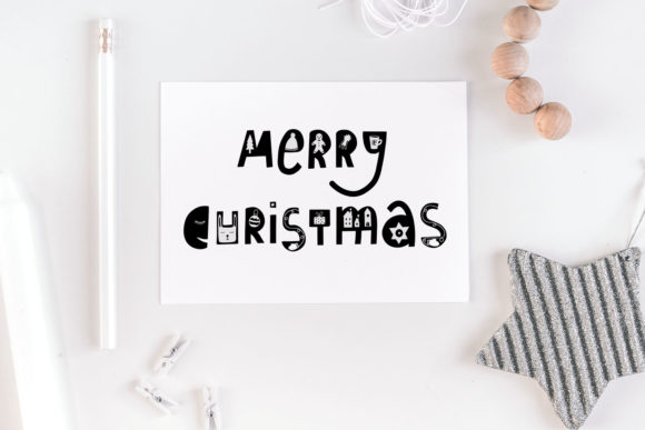 Merry Christmas Lettering with Doodles Illustrations