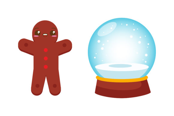 Set Cookies and Snowball Illustrations for Festive Branding