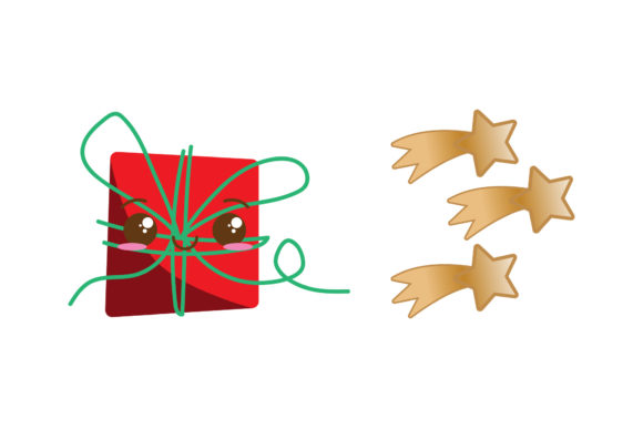 Stars and Gift Box Christmas Asset Set for Editorial Design