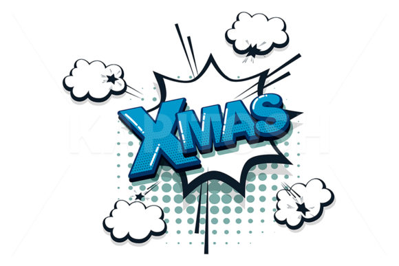 Xmas Comic Text Pop Art Illustrations